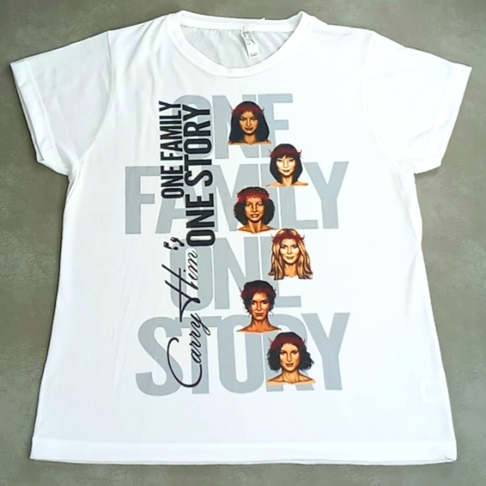 Sublivie Women's "One Family One Story" White Tee Shirt Size Large NWOT